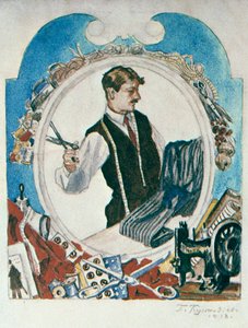 The Tailor, 1918 by Boris Mikhailovich Kustodiev