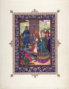 Illustration for the Fairy tale of Ivan Tsarevich, the Firebird, and the Gray Wolf by Boris Vasilievich Zvorykin