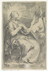 Penitent Mary Magdalene in the Cave Before a Crucifix by Boëtius Adamsz. Bolswert