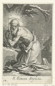 Saint Simeon Stylites the Elder as a Hermit (series: Hermits, Sacra eremvs ascetarvm) by Boëtius Adamsz. Bolswert