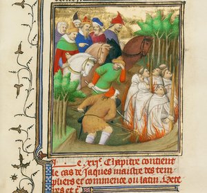 The Knights Templar Burned in the Presence of Philip the Fair and His Courtiers by Boucicaut Master,