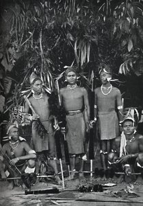 Angami Nagas in full dress, 1902 by Bourne and Shepherd