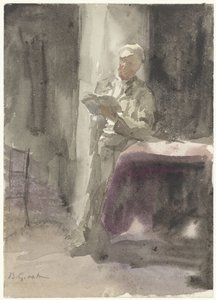 Man with a Book Standing by a Table and Window by Bramine Hubrecht