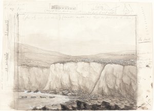 Sketch of Boats near a Cliff by British 19th Century