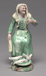 Old Woman Feeding Chickens, Staffordshire Factory, c.1770
