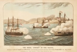 The naval combat in the Pacific, between HMS 