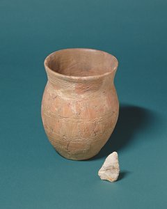 Beaker Pot and Flint Knife Found Accompanying a Burial at Barnwood, Gloucestershire, c.2000 BC