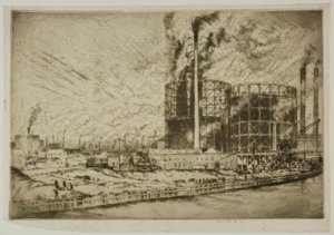 Chicago - Gas Tank Town, 29th St. and River by Bror Julius Olsson Nordfeldt