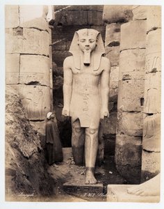 A Statue of Ramses in Luxor - photograph by the Zangali brothers, late 19th century