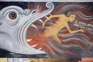 Fresco at church of Nativity of Virgin, Rila Monastery, Bulgaria by Bulgarian School
