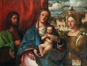 The Virgin and Child with Saints John the Baptist, Catherine of Alexandria and Donator by Buonconsiglio
