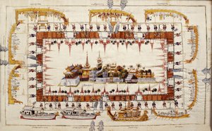 Cloth with View of the Mandalay Palace by Burmese School