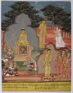 On the Way to the Deer Park Buddha Met Five Ascetics; at the Deer Park He Preached the First Sermon