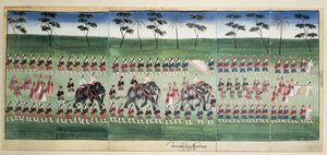 Painting of King Mindom on parade, Myanmar by Burmese School