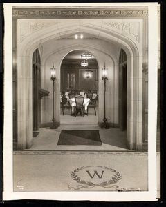 Archway leading into the dining room of the Hotel Woodward, Broadway and 55th Street, New York, 1920 by Byron Company
