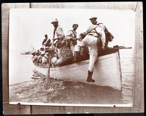 Naval Reserves at Fishers Island, New York with a Group of Sailors in a Rowing Boat, 1898