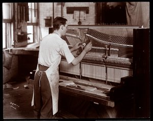 Man Working in the Hardman, Peck and Co. Piano Factory, New York, 1907