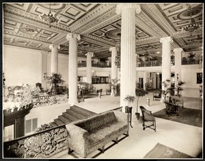 The entrance and lobby of the Robert Treat Hotel, Newark, New Jersey, 1916 by Byron Company