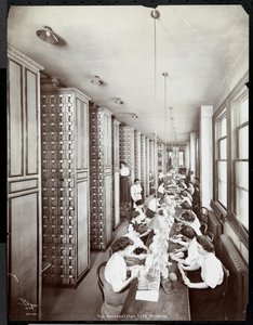 Women Working in a Filing Room, Under Male Supervision, at the Metropolitan Life Insurance Co. at 23rd Street and Madison Avenue, 1907