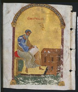 Leaf from a Lectionary with St. Matthew, 1057-1063