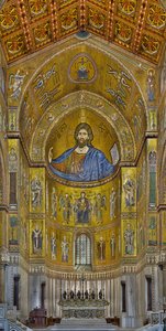 View of the apse with the Byzantine mosaics executed between the twelfth and mid-thirteenth century by partly local and partly Venetian workers, including the famous Christ Pantocrator