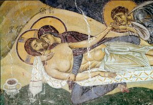 Byzantine Art: Lamentation on the Death of Christ (detail) by Byzantine School