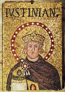 East Roman Emperor Justinian I with Crown and Sceptre