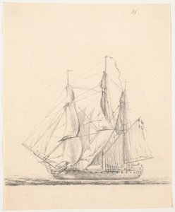 Naval Ship Under Full Sail by C.A. Lorentzen