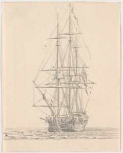 Warship with Furled Sails by C.A. Lorentzen