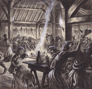 A feast in an Anglo-Saxon thegn