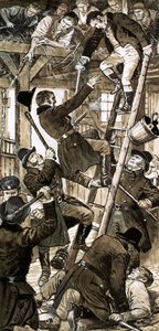 Encounter between Bow Street officers and Cato Street Conspirators on 23 February 1820 by C.L. Doughty