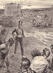 Martello Towers being constructed in anticipation of an invasion of England by Napoleon by C.L. Doughty