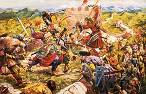 Mongol Soldiers Breaking Through the Great Wall of China by C.L. Doughty