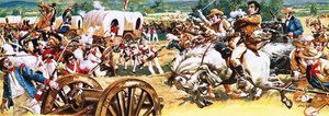 Sam Houston on a White Horse Charging the Mexicans by C.L. Doughty