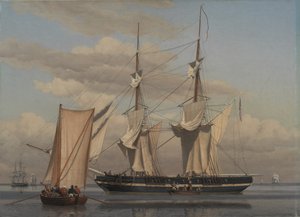 An American Naval Brig Lying at Anchor While Her Sails Are Drying by Christoffer Wilhelm Eckersberg