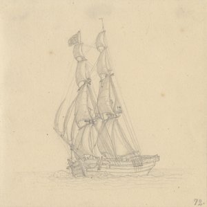 A Brig by Christoffer Wilhelm Eckersberg