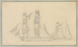 A Brig and a Schooner Under Sail
