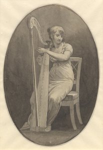 A Lady Playing the Harp by Christoffer Wilhelm Eckersberg