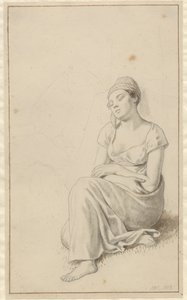 A Woman Leaning Against a Stone Block and Sleeping by Christoffer Wilhelm Eckersberg