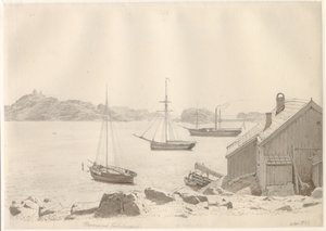 Frederiksværn Harbor at Larviksfjorden, Norway by Christoffer Wilhelm Eckersberg