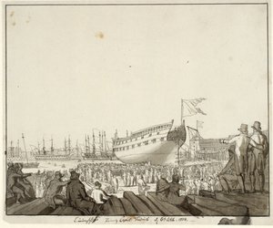 The Ship of the Line Prince Christian Frederik Launched by Christoffer Wilhelm Eckersberg