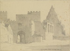 View of Porta S. Paolo and Pyramid of Caius Cestius from the city side, Rome by Christoffer Wilhelm Eckersberg