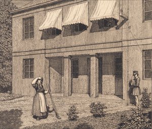 Outside a villa. Illustration for "Linearperspectiven", Plate V by Christoffer Wilhelm Eckersberg