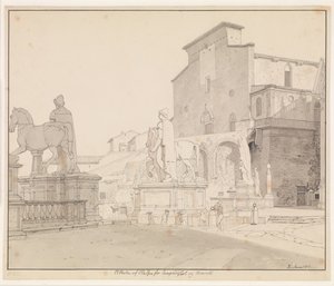View of the Campidoglio and Santa Maria in Aracoeli, Rome by Christoffer Wilhelm Eckersberg