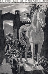 The Greeks Climb out of the Wooden Horse, illustration from 