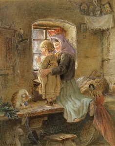 Interior: Peasant Girl and Child by C. Goebel