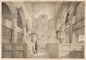 The Interior of St. Peters, Wolverhampton (engraved by I. Shaw, 1848) by C. J. Greenwood