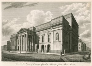 Exterior north east view of Covent Garden Theatre, London, from Bow Street by C. John Mayle Whichelo