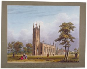 South-West View of St Nicholas Church, Tooting, London by C Rosenberg