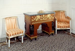 Furniture Premier Empire: the office of Empress Josephine de Beauharnais realized by the brothers Jacob after the drawings of Charles Percier and Pierre Fontaine. 1800 Versailles, Grand Trianon by C. and Fontaine P. Percier